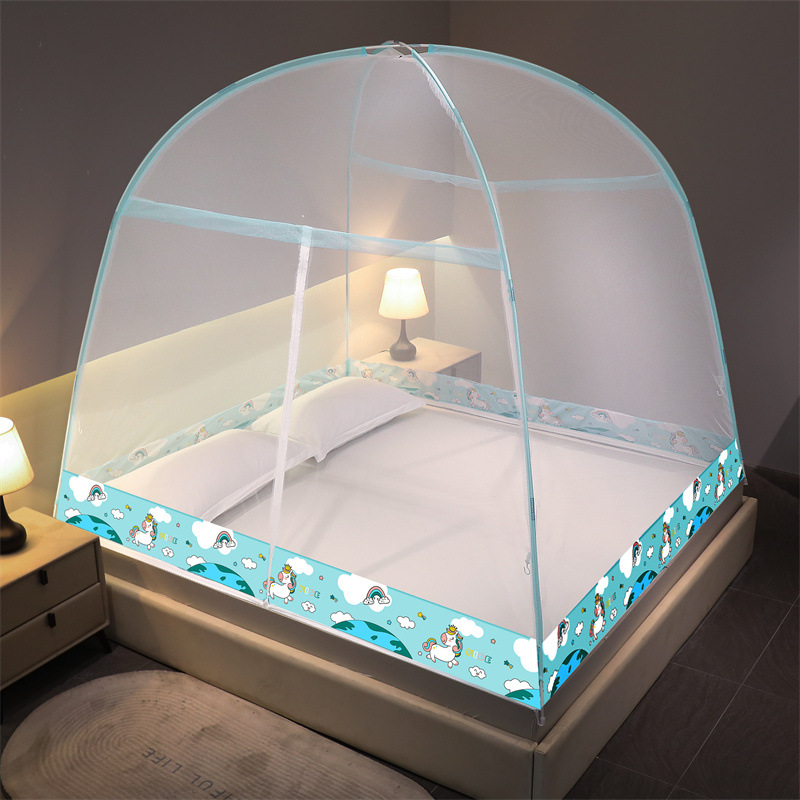 Instalación gratuita de mosquiteros de yurta, mosquiteros domésticos de doble puerta para niños, mosquiteros plegables dobles, fábrica de dormitorios al por mayor