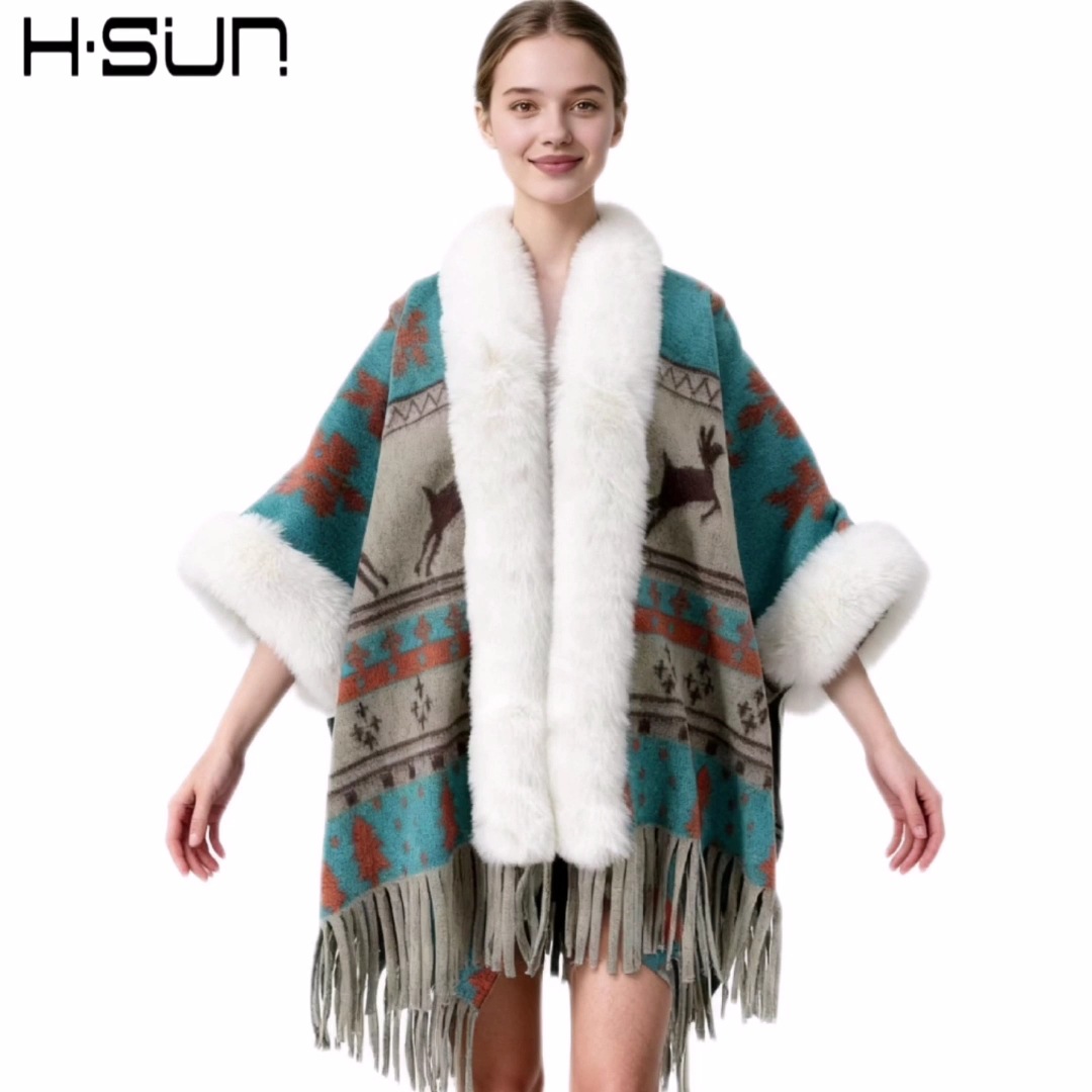 Nuevo punto de alta sensación capa de chal retrógrado elegante estilo nacional lana chal cálido estilo nacional universal