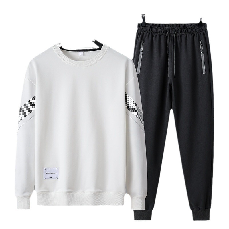 국경을 넘나 드는 가을 메인 푸시 봄과 가을 남자 캐주얼 크루 넥 스포츠 땀 세트 젊고 중년 스포츠 느슨한 패션