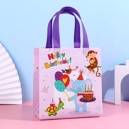 Amazon Cross-Border Non-Woven Bag Birthday Series Tote Bag Cartoon Multipurpose Gift Packaging Candy Bag 