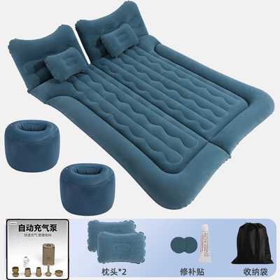 Vehicle-mounted inflatable bed – inflatable bed, SUV in-car - 46-section-suv-trunk-double-section-flocked-dark-green-wireless-air-pump-camping-light