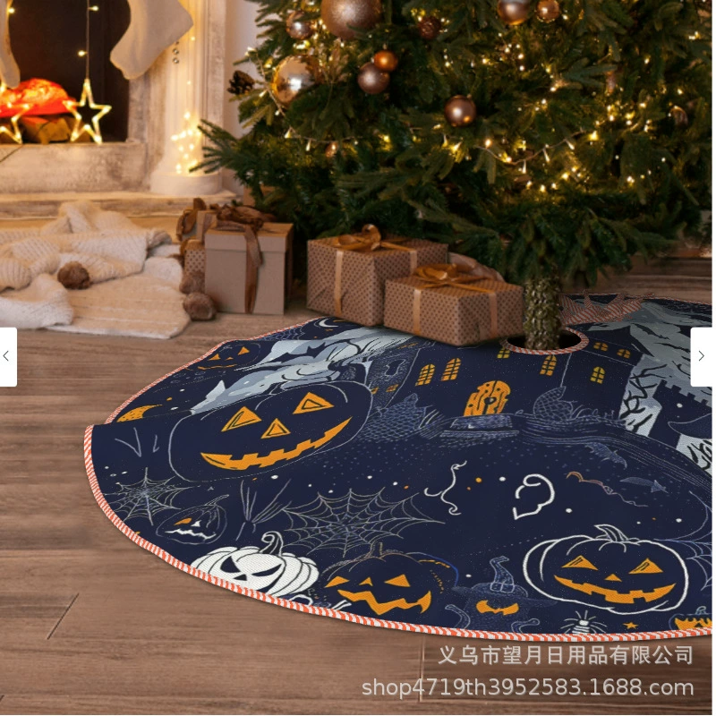 Кроссбордная сеkс Halloween елочная юбка новая фланелевая линя рождественские украшения тыква призрак летучая мышь черная кошка ведьма