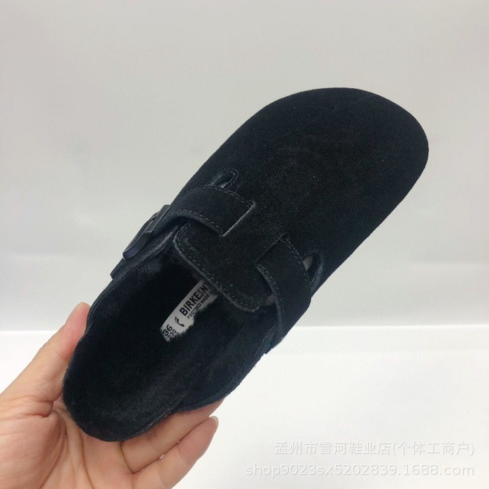桑坡羊皮一体ビルケンシュトックシューズ レディース ハーフスリッパ 冬 2025年新作 コルク加厚ベルベットコットンシューズ ビルケンスリッパ
