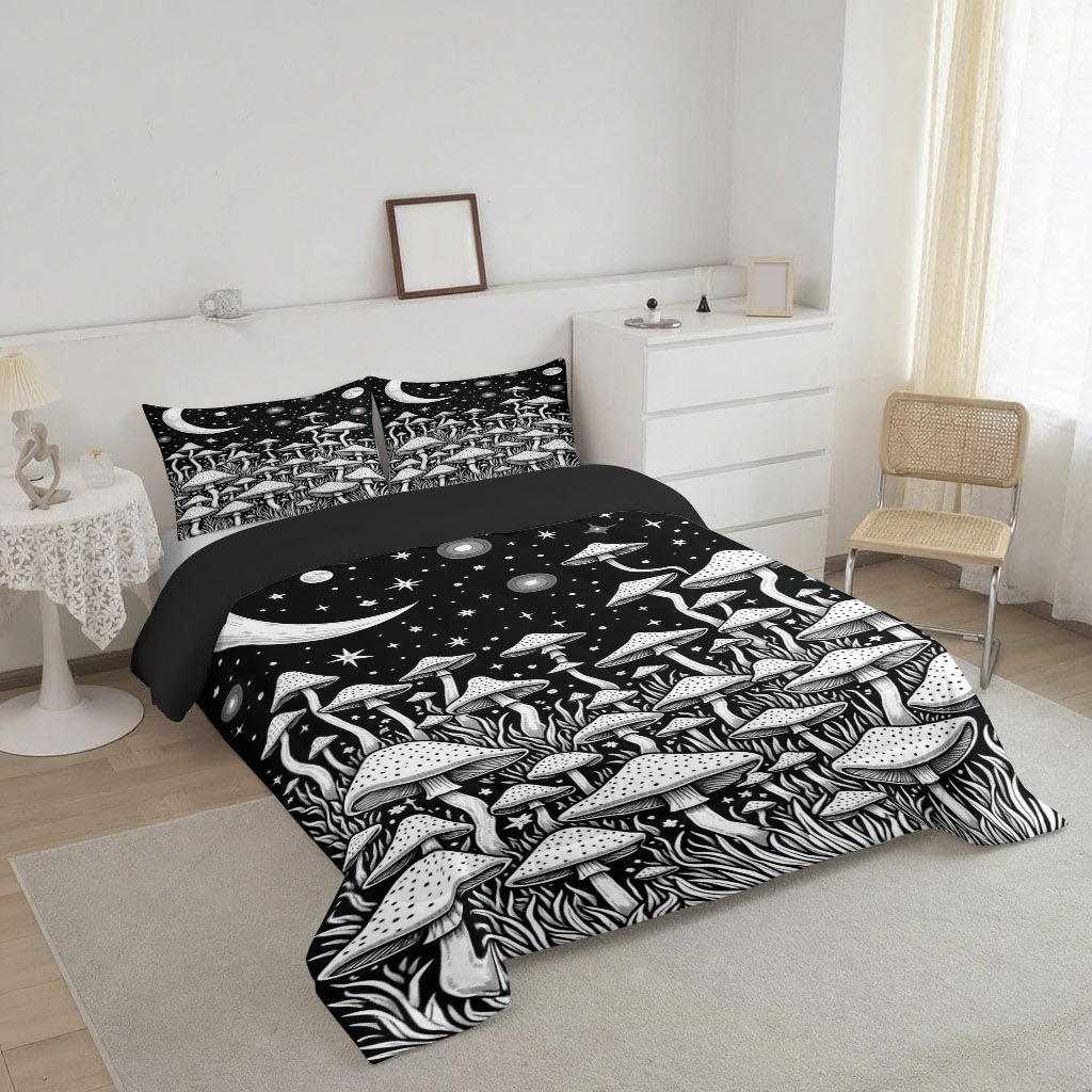 TEMU / JIT nuevo producto fantasía hongos 3D impresión digital 180gms edredón ropa de cama conjunto de fábrica suministro directo