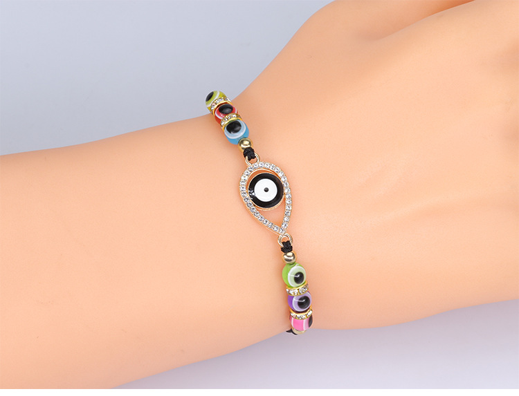 1 Piece Fashion Devil's Eye Mixed Materials Beaded Hollow Out Inlay Zircon Unisex Bracelets display picture 3