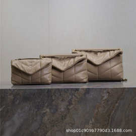 羊皮云朵包链条邮差流浪包女绗缝磁扣腋下包单肩斜挎包菱格链条