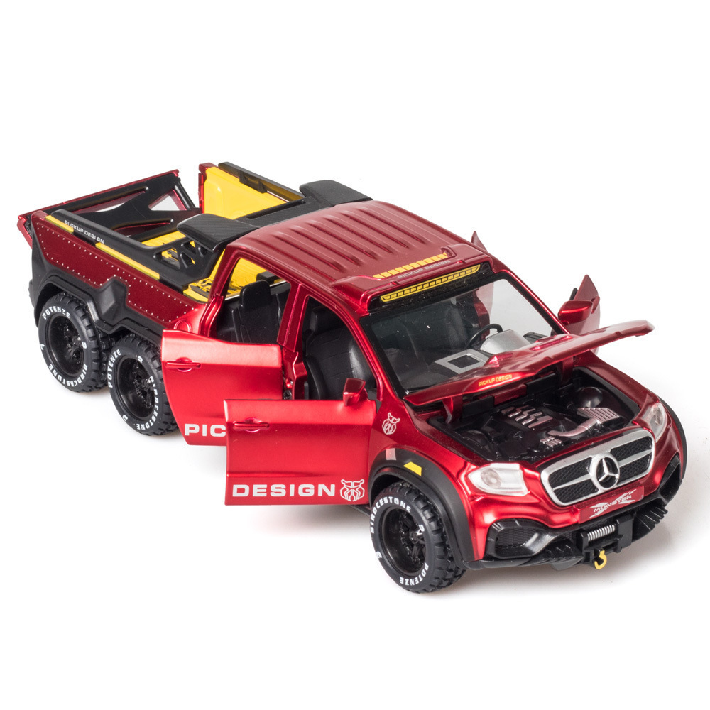 Chimei modelo de coche de aleación 1:28 Big Ben X-Class vehículo todoterreno sonido y luz tire de la puerta trasera juguete 6x6 Modelo Decoración
