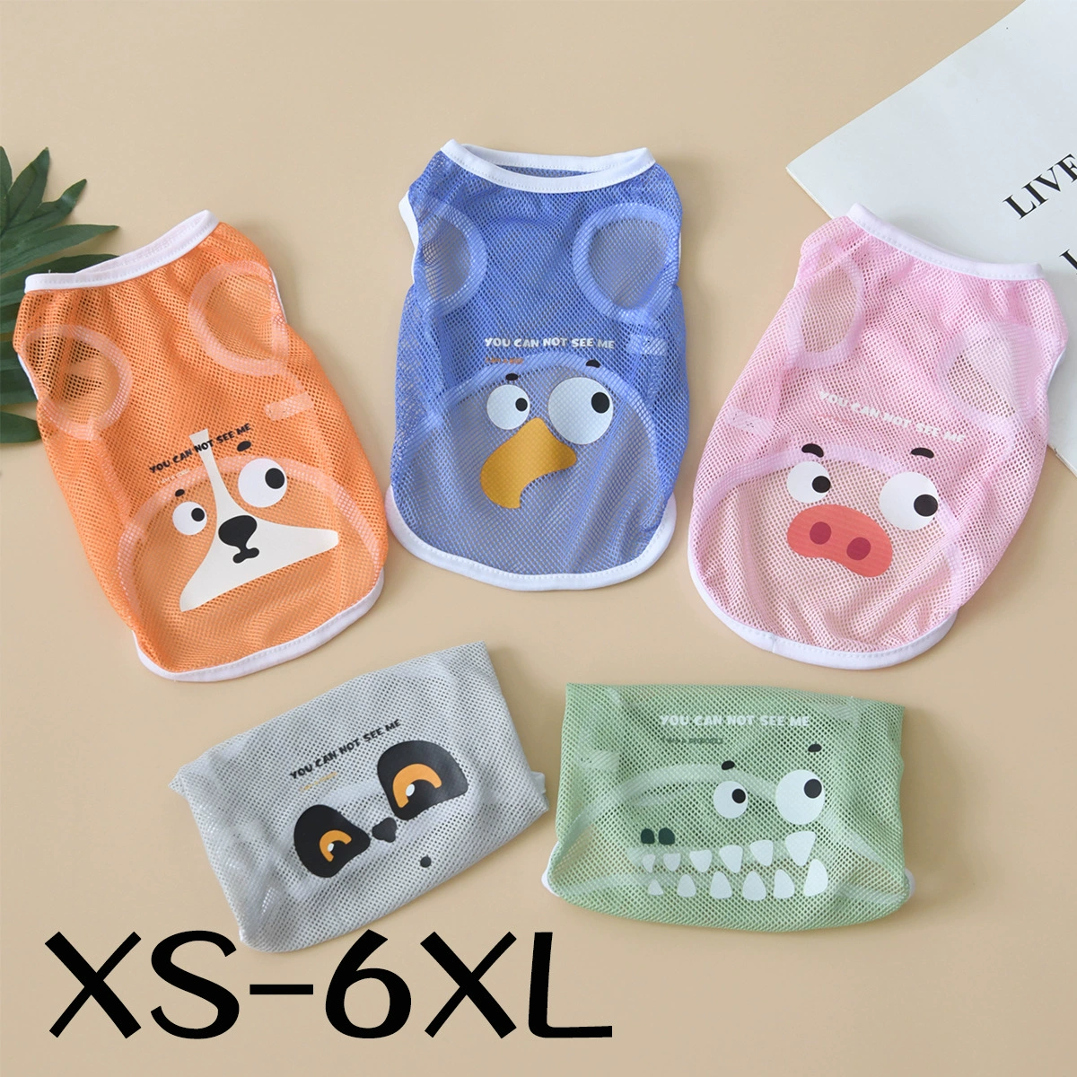 Одежда Для Собак Весна и Лето Прохладный сетчатый жилет Медведи Золотой курган корги тонкий дышащий жилет с мультяшным принтом XS-6XL