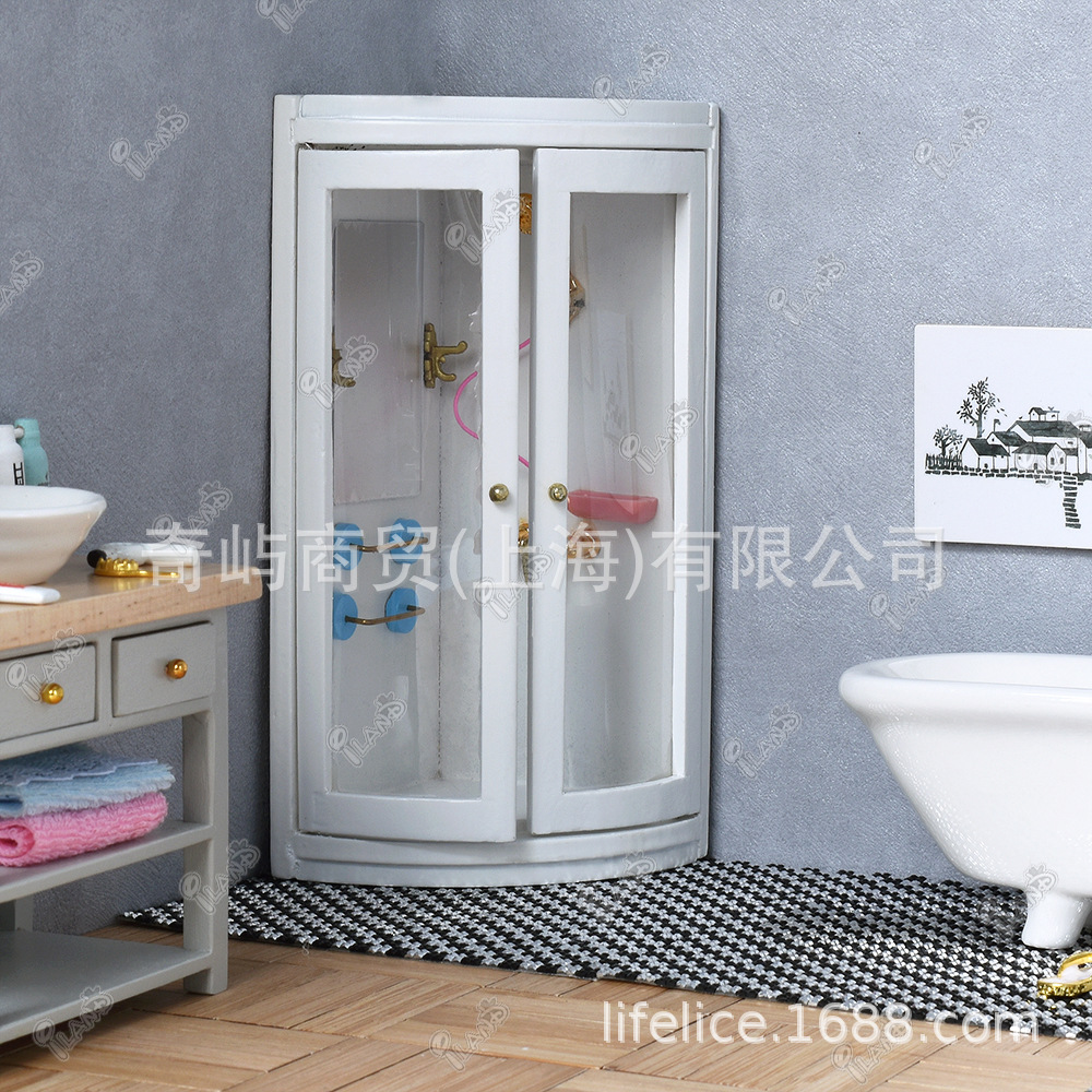 1:12diy娃娃屋dollhouse 迷你卫浴 仿真淋浴房浴室