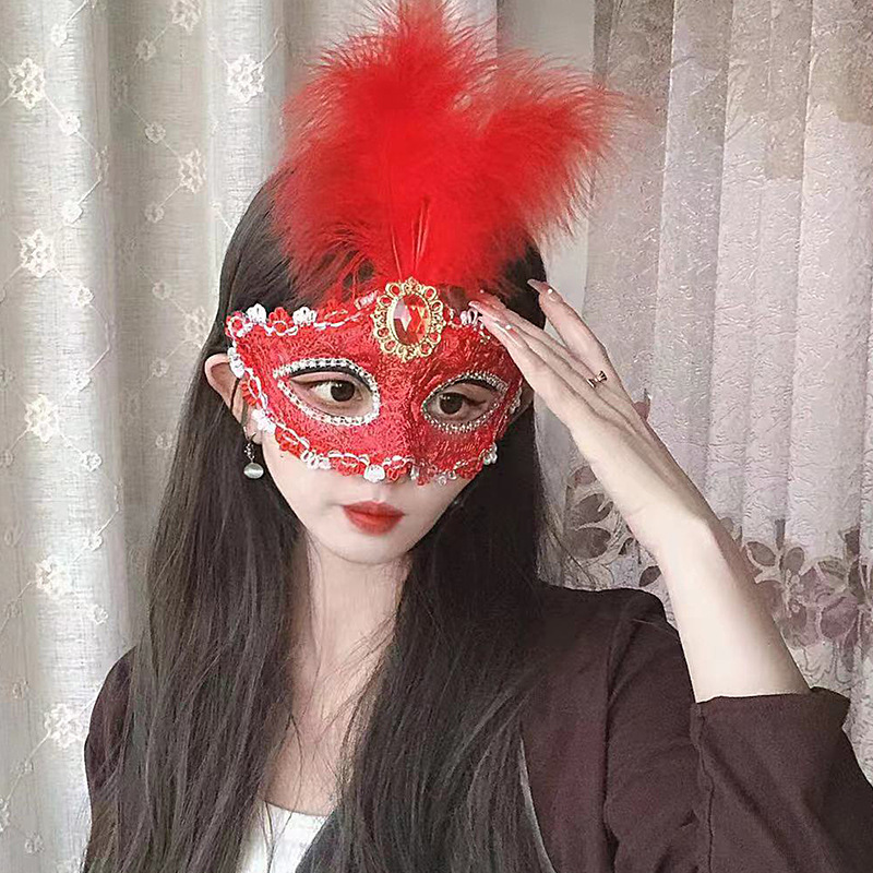 Princesa de media cara Máscara de plumas de estilo antiguo Masquerade Show Fotografía COS Artículos sexuales Suministros de Halloween