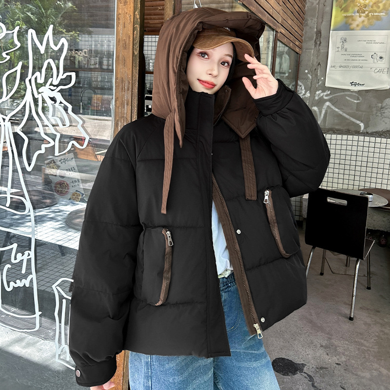 2025新款羽绒棉服女短款连帽加厚保暖面包服外套时尚百搭棉衣棉袄|undefined