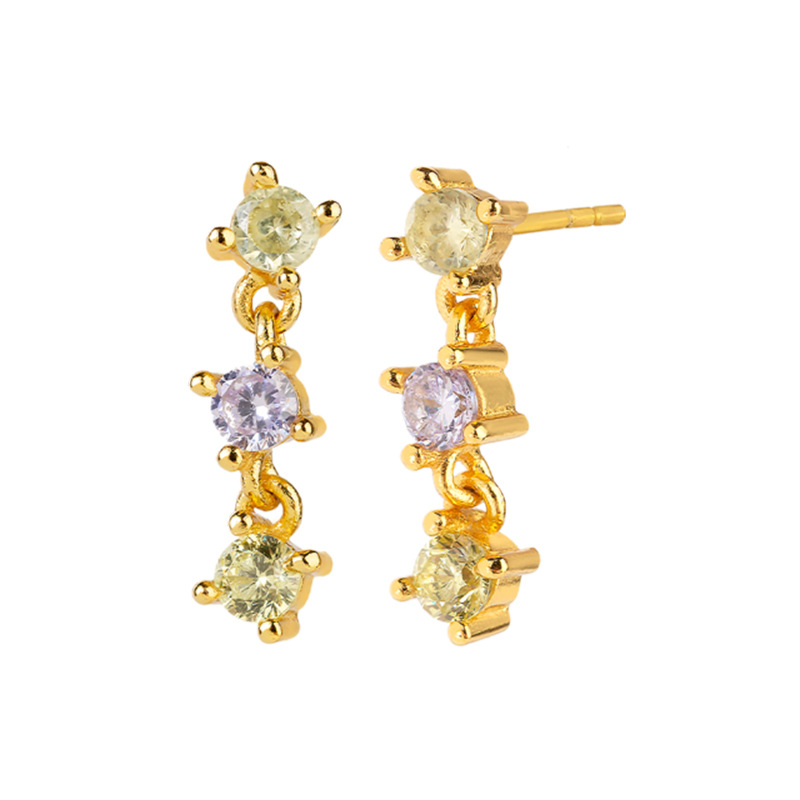 Korea Simple Fashion Earrings Color Round Zircon Earrings Fashion Popular Earrings display picture 1