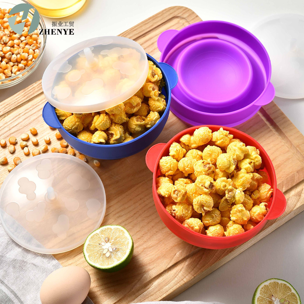 High temperature oven microwave foldable silicone popcorn bowl Collapsible Popcorn Maker