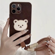 镜框小熊苹果14promax手机壳iPhone13女款12高级感潮牌全包款防摔