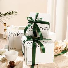 开窗方形蛋糕盒4寸6寸8寸生日蛋糕盒子高档甜品包装盒烘焙绿色款