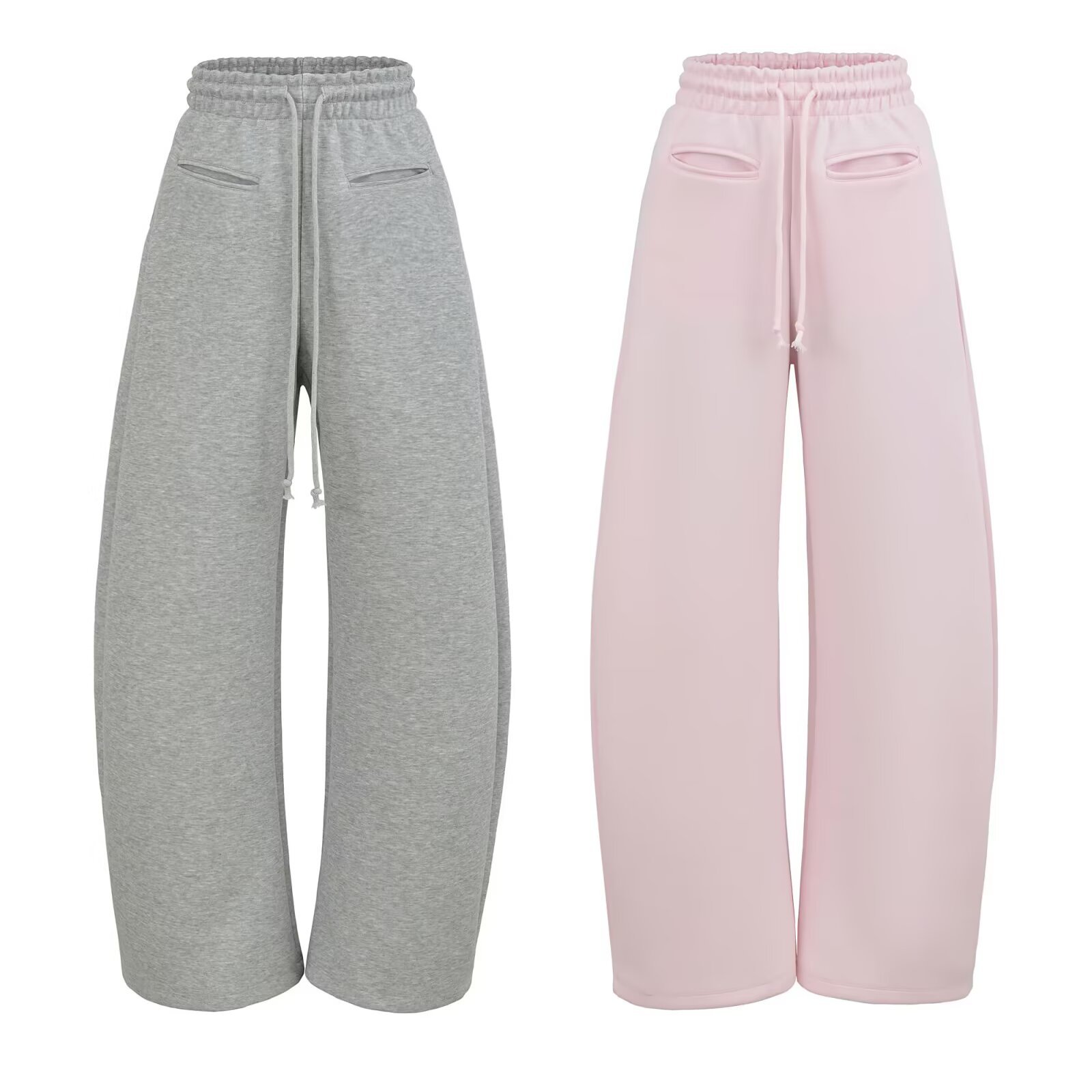 Pastel Pink Gray Women's Sweatpants Spring and Autumn New Loose Wide-Leg Scimitar Magic Pants High-Waisted Slimming Casual Joggers
