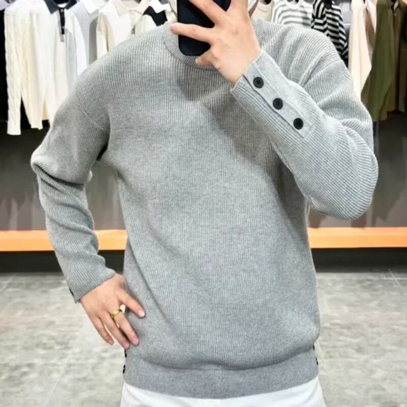 Autumn high-end men's knitwear, trendy and versatile designer style, stylish round-neck sweater, loose-fitting and elegant base shirt Autumn high-end men's knitwear, trendy and versatile designer style, stylish round-neck sweater, loose-fitting and elegant base shirt