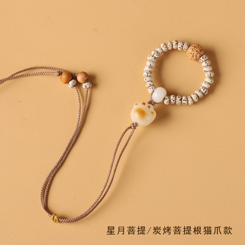 原创手捻挂绳葫芦天然挂坠手指盘玩指环文玩菩提招财猫橄榄核