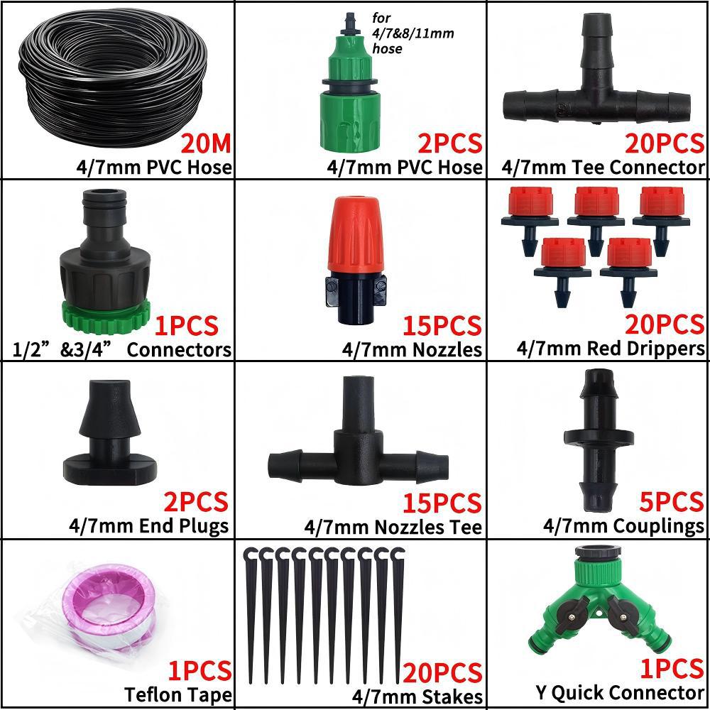 Sistema de riego por goteo mayorista transfronterizo riego automático con cabeza de goteo ajustable kit de riego por goteo juego de riego de flores de jardín familiar image 9