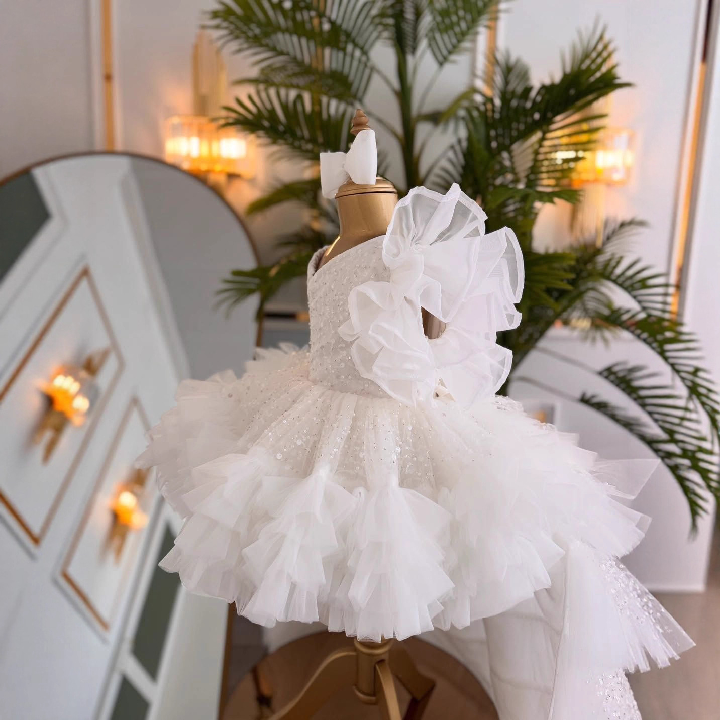 Primavera vestido de princesa de niña nuevo vestido de flores blanco de primavera vestido de aniversario