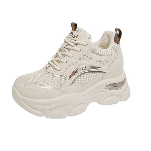 Inner realce zapatos de papá, zapatos deportivos casuales ligeros pequeños, zapatos de mujer de plataforma de todo fósforo de verano, zapatos blancos de red huecos