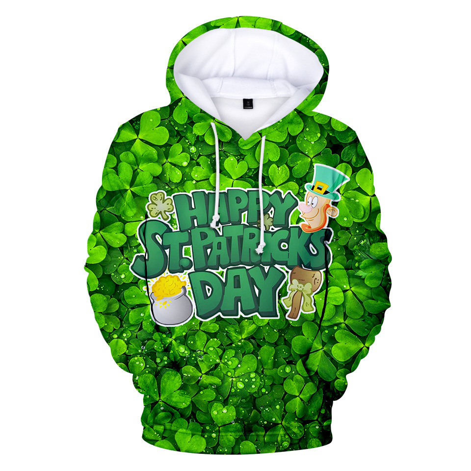 圣帕特里克节爱尔兰节卫衣Saint Patrick's Day3D连帽卫衣男女款