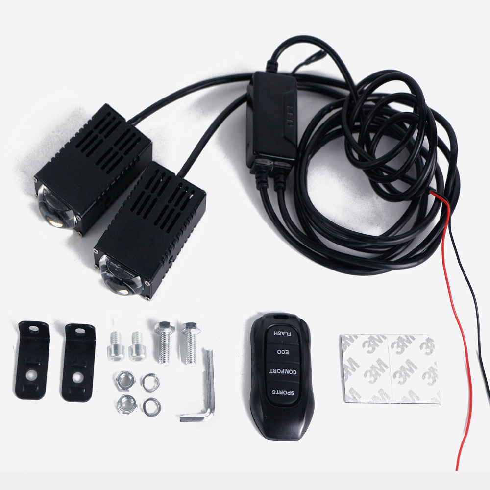 Lámpara de rejilla LED para automóviles, luz super brillante, un tiro, dos controles remotos, luz láser LED a prueba de agua oculta
