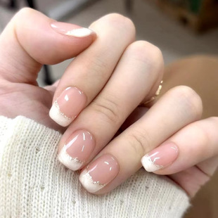 Simple and Clean Silver Edge Milk White French Elegant Elegant White All-match Removable Nail Pieces 24 Pieces