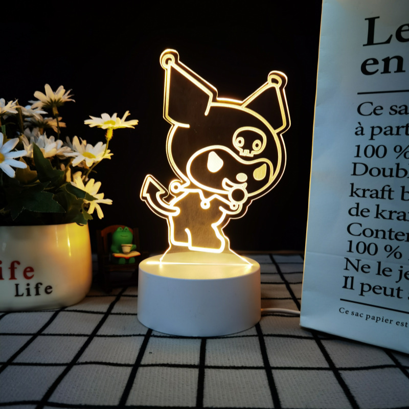 Venta caliente transfronteriza en el extranjero, nueva y extraña luz nocturna 3D, luz ambiental colorida, lámpara de mesa LED de la serie Sanrio Kulomi