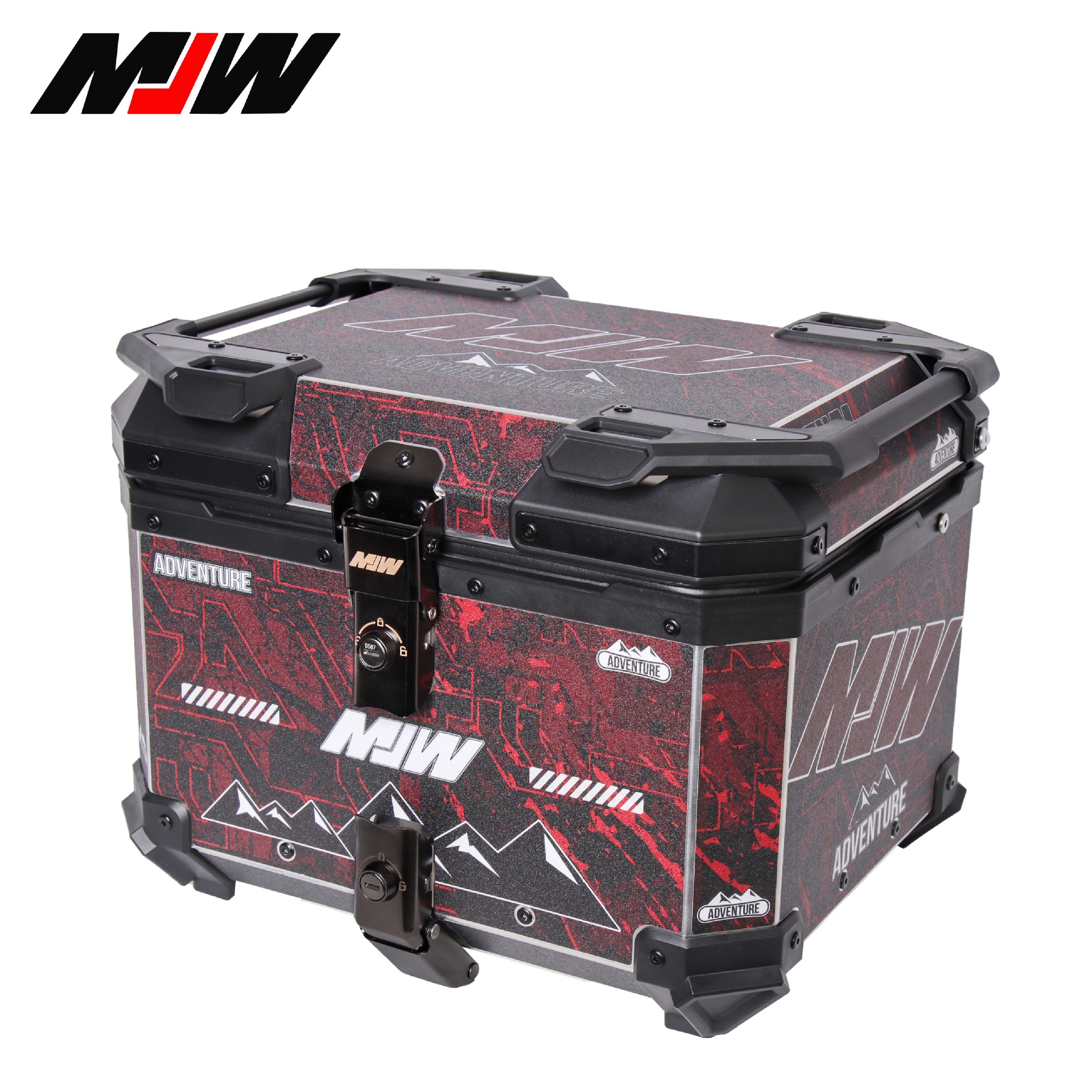 45L clásico calcomanías rojas aleación de aluminio pedales de motorcicleta Maverick maletero maletero universal coche eléctrico