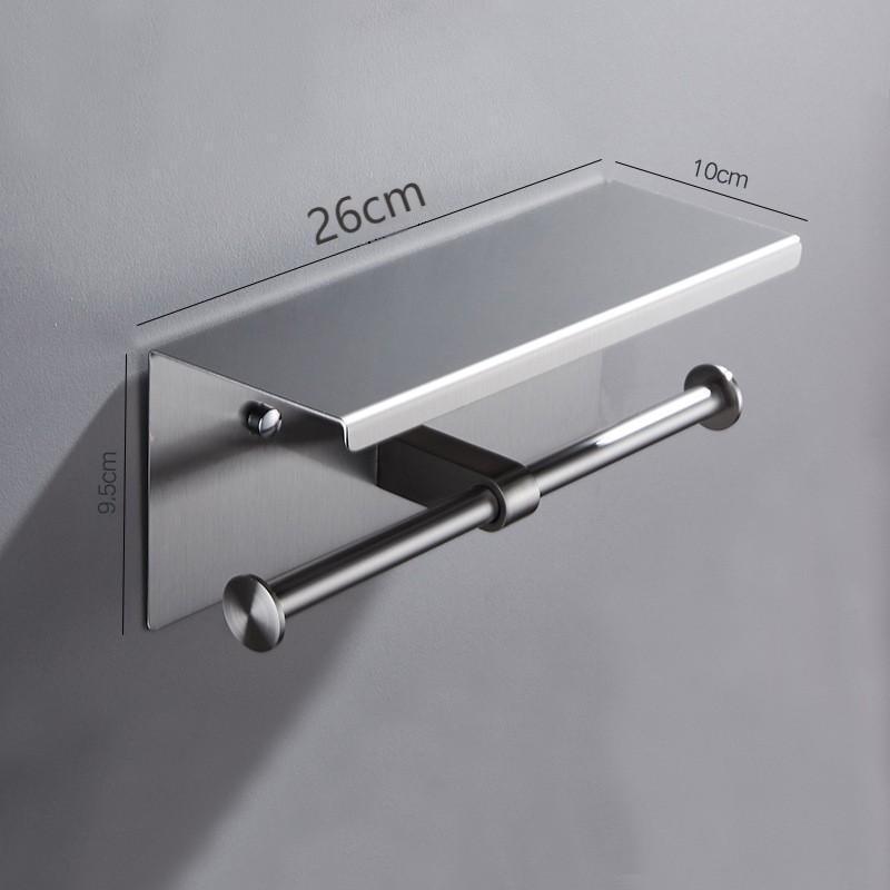 Caja de papel de baño gris de pistola 304 acero inoxidable sin perforación estante de toallas de inodoro estante de papel de inodoro