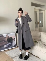 韩系风格休闲西装风衣外套女2025秋装新款高级感气质干练西服大衣