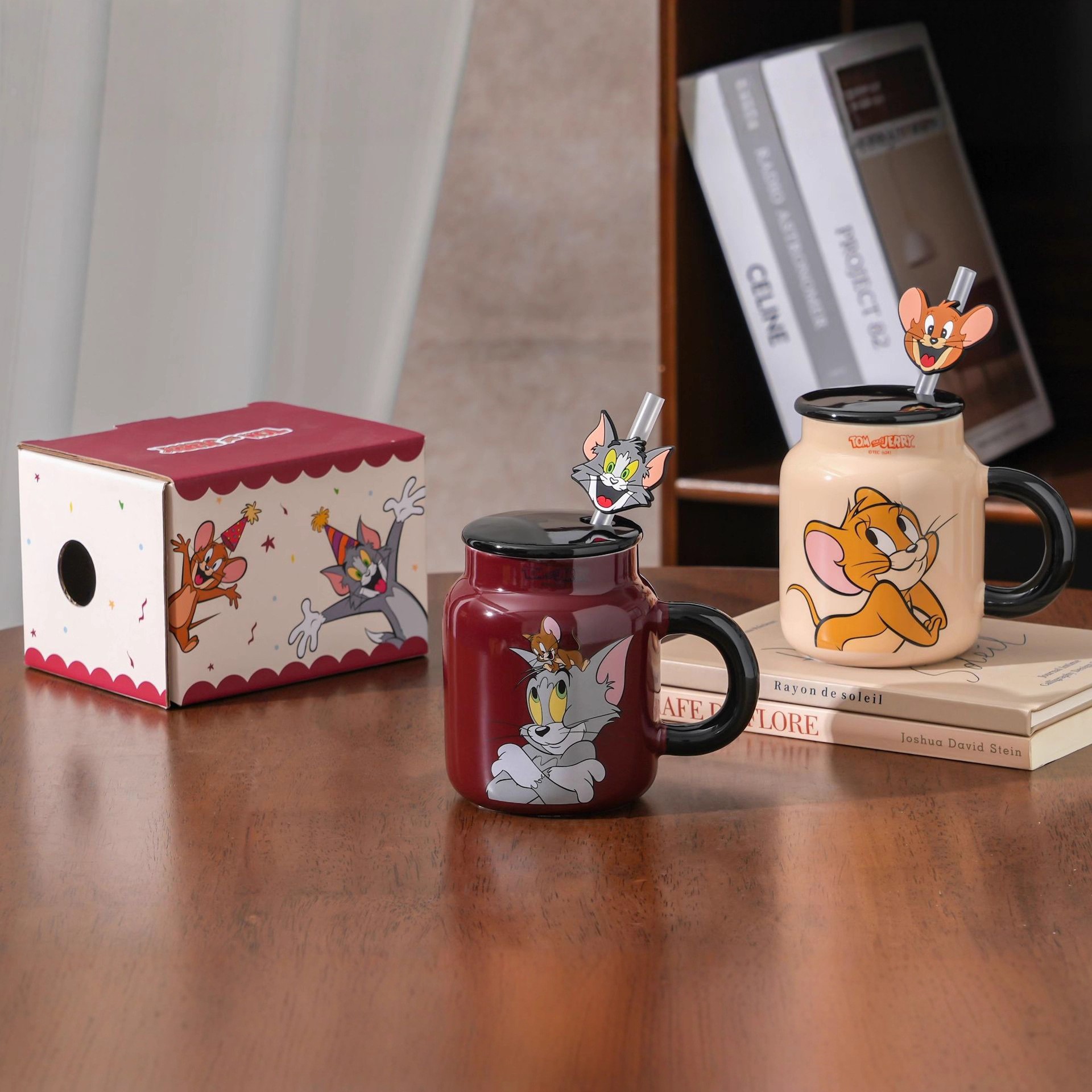 Auténtico autorizado gato y ratón cartón de dibujos animados exquisita caja de colores oficina en el hogar acompañante regalo fabricante de tazas de cerámica
