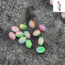 天然欧泊戒面黑欧泊蛋形双素面椭圆形梦幻火彩欧泊厂家直销