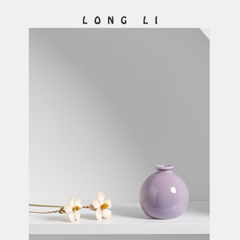 Longli jarrón de cerámica ins simple estilo japonés hogar sala de estar decoración de entrada decoración suave flor seca flor hidropónica Ware