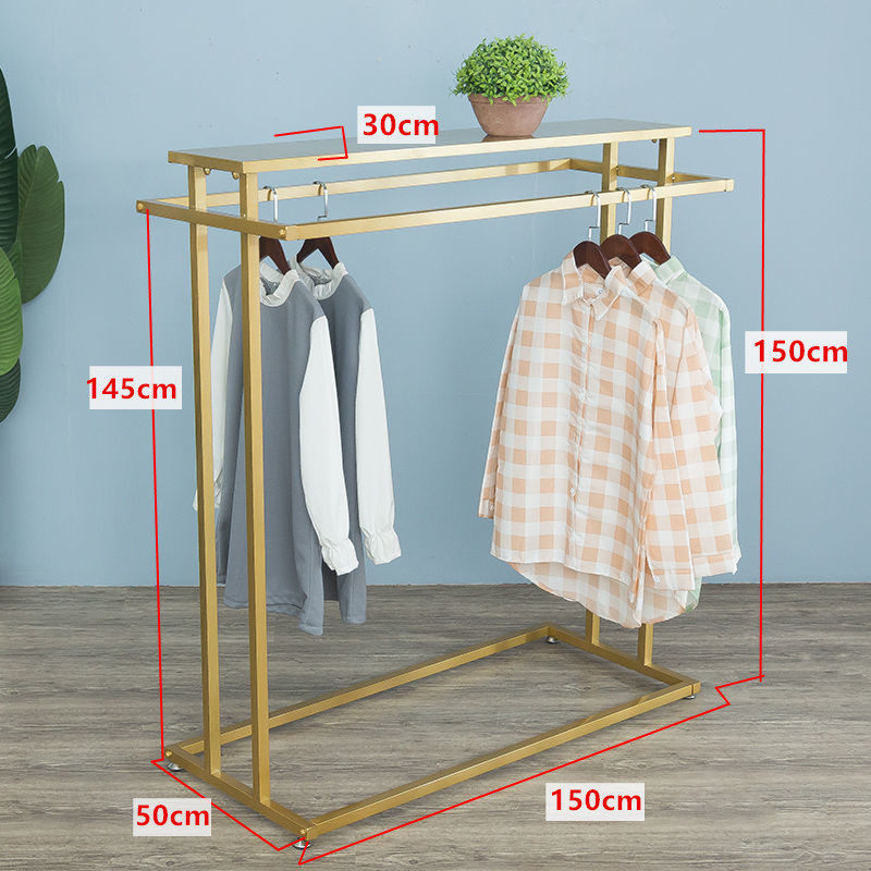 Estante de la isla media simple tienda de ropa estante de exhibición de piso ropa de hombre y mujer ropa infantil doble fila estante medio barra paralela percha lateral