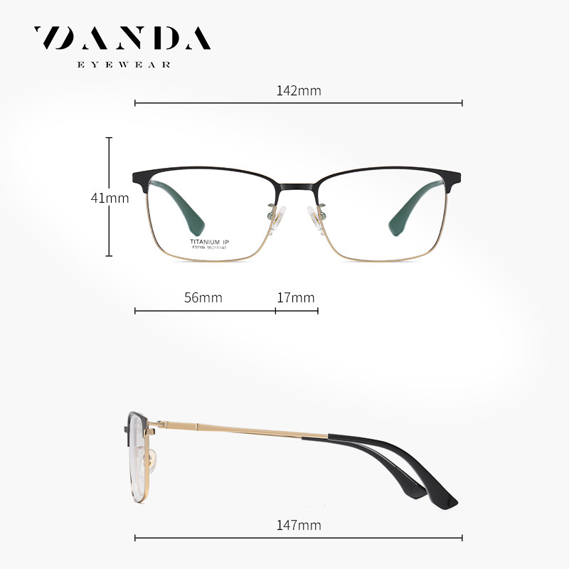El nuevo espejo plano de titanio puro F51106 para hombres se puede equipar con gafas de miopía, galvanoplastia IP, marco óptico de moda con marco cuadrado