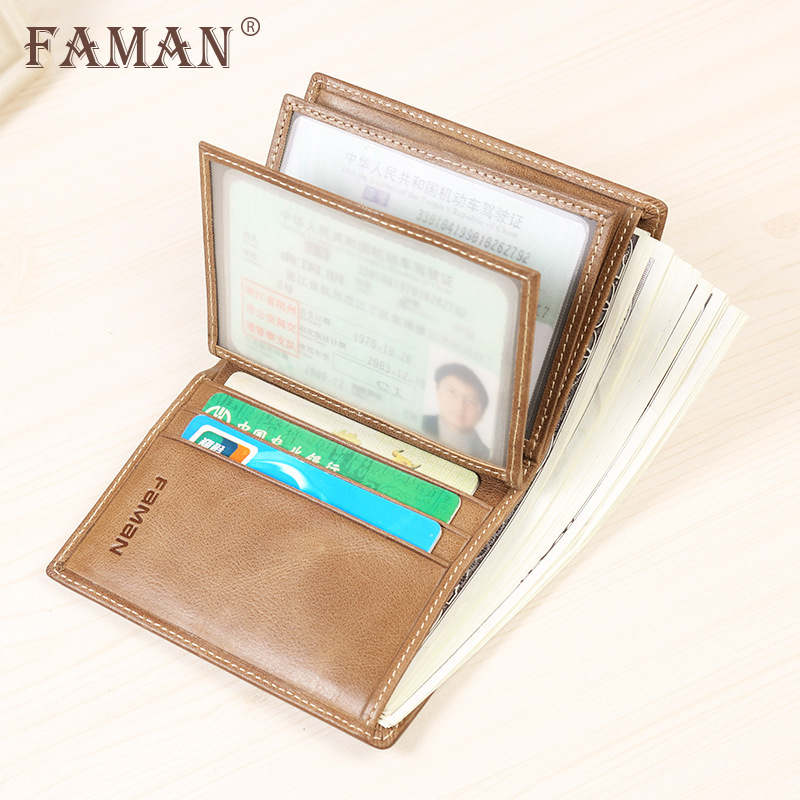 Funda de cuero para licencia de conducir Cartera de licencia de conducir multifuncional para hombre Bolsa integrada Clip de licencia de conducir de cuero Cubierta de licencia de conducir de vehículo de motor delgada
