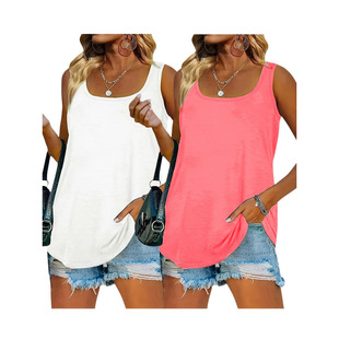 G 3147 Solid Square Neck Sleeves Tank ���I��ɫ�o�䱳����