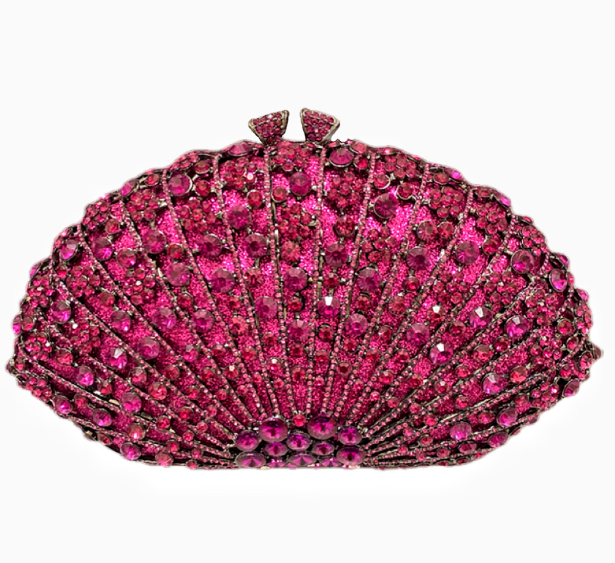 Bolsa de cena con diamantes en forma de ventilador transfronteriza bolsas de diamantes metálicas huecas bolsas de fiesta celebridades europeas y americanas reuniones anuales bolsas de mano de mujeres púrpura oscuro