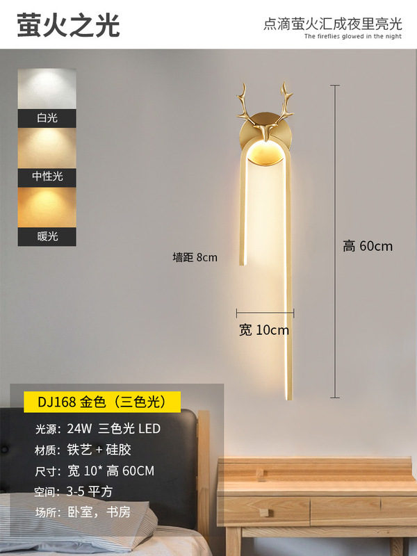 网红壁灯LED床头卧室现代简约创意客厅阳台楼梯过道墙壁北欧灯具|undefined