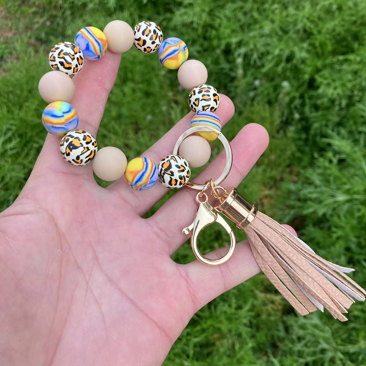 50g Weight Bracelets, Keychain Classification 1 Piece Quantity Holiday, Daily Occasion Silica Gel Material Color Block Pattern Casual, Vacation Style 1 Piece Casual Vacation Color Block Silica Gel Bracelets Keychain 2