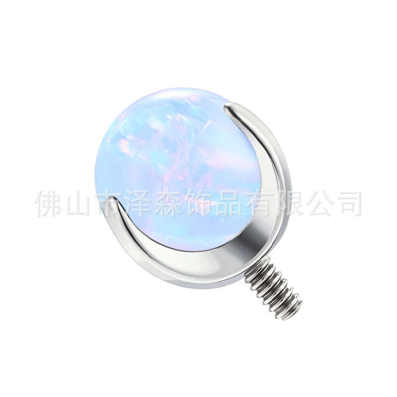 F136 Titanium Three-Claw Opal Tongue Barbell - 5mm Head 12G Thread Body Piercing Jewelry detail image 12