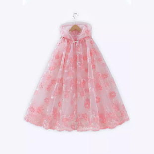 Girls' Embroidered Cloak Summer Retro National Style Hanfu Shawl Baby Performance Dress Cloak