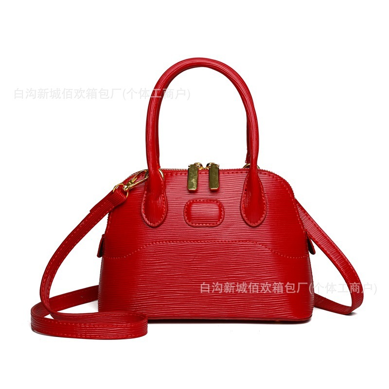 手提包女式2025新款跨境女士百搭单肩斜挎包小众红色婚包女包|undefined