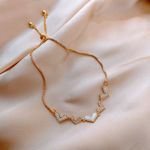 Dongdaemun simple temperament love peach heart bracelet ins design bestie sisters token bracelet internet celebrity bracelet for women