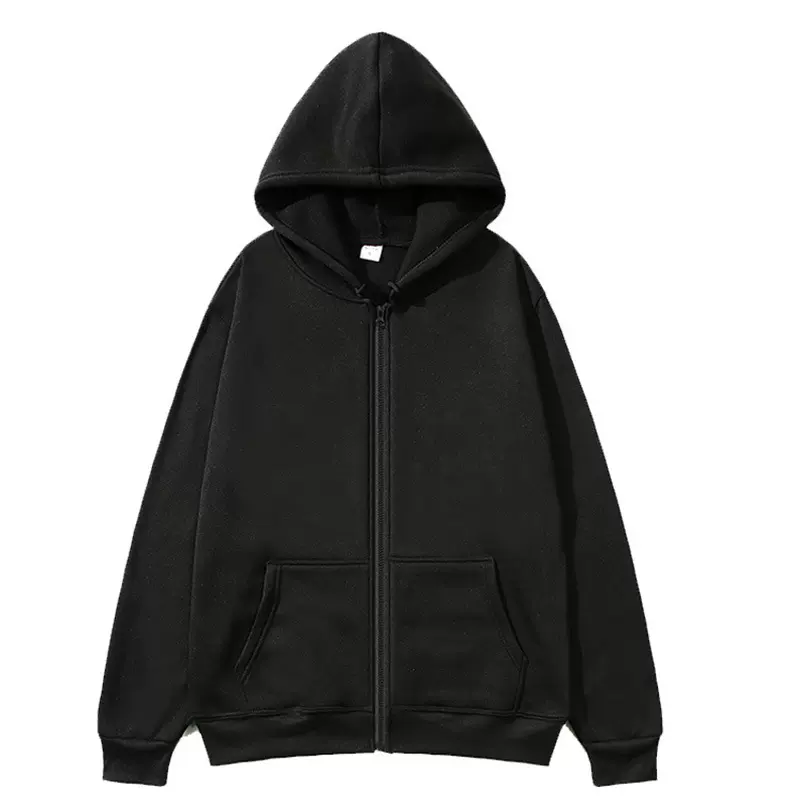 秋冬季外贸男女同款拉链衫卫衣开衫连帽卫衣纯色空白运动服上衣