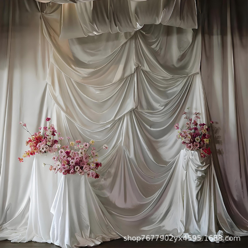 Glow Satin Wedding Dinner Decoration Wedding Gauze Mantle Stage Background Cloth Mantle Wedding Dress Clothing Fabric