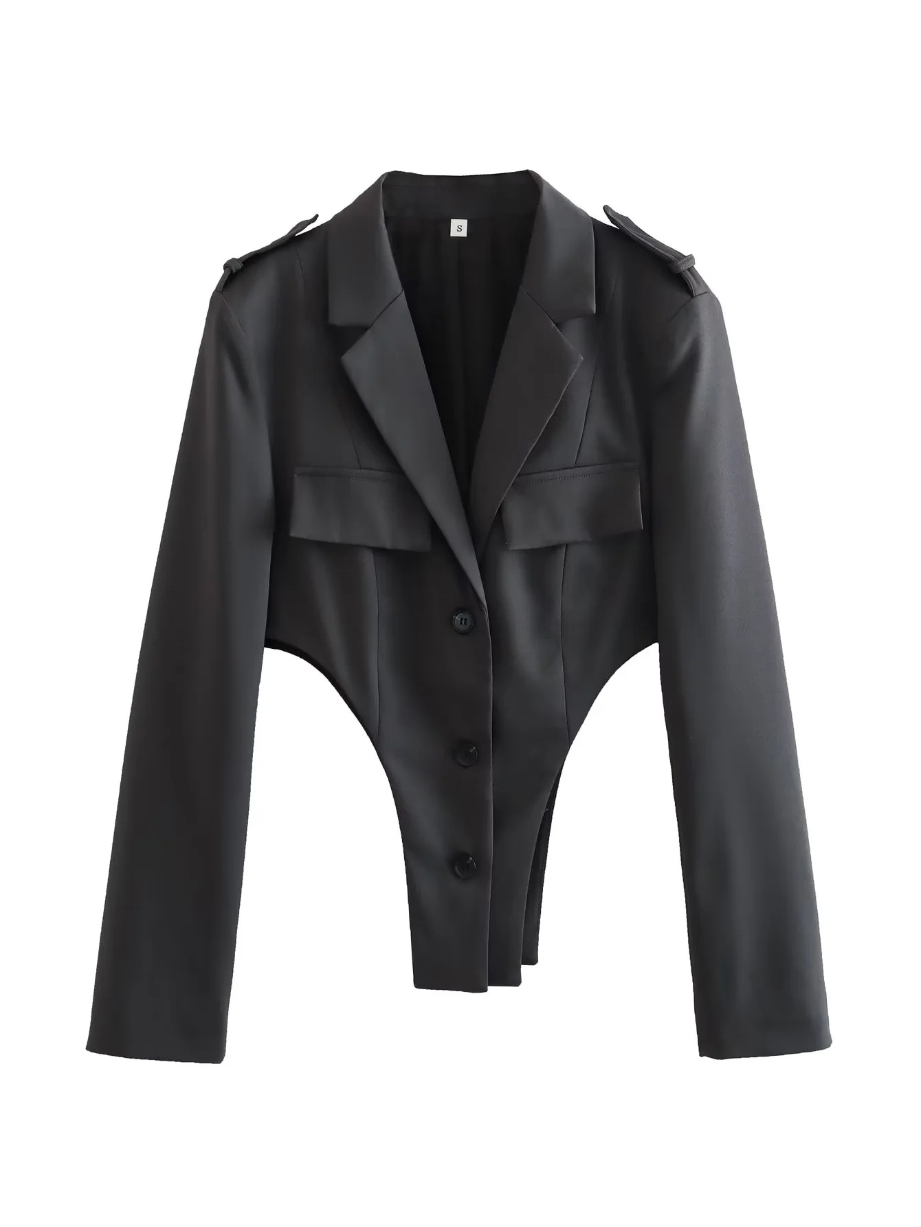 Damkläder Y2K nytt temperament smal ficka lapel kort kostymjacka asymmetrisk topp 8BS9672_voghion.com