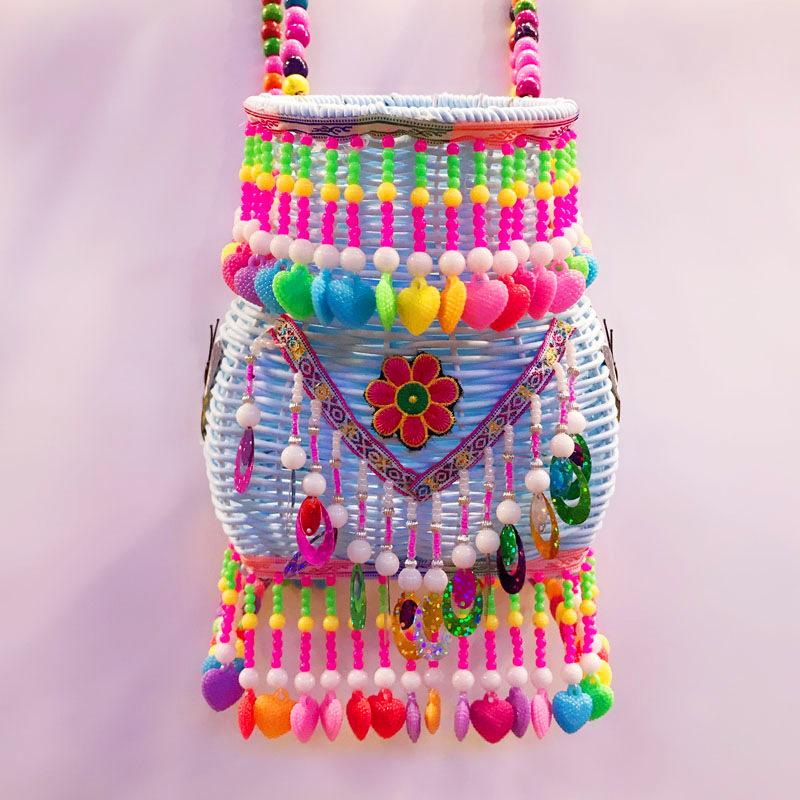 컬러 등나무 전체 비드 체인 V 자형 스몰 사이즈